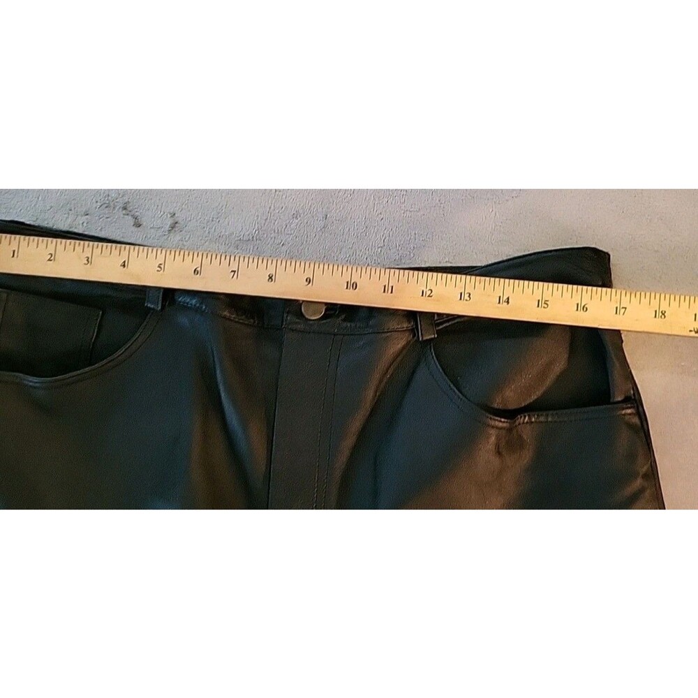 VTG Bagatelle High Rise Leather Pants Womens Sz 16 Straight Leg Lined Black Moto - Picture 8 of 11